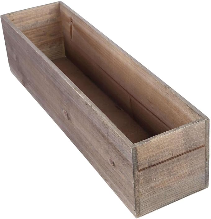 Efavormart 24"x6" Natural Rectangular Wood Planter Box Set - Image 7