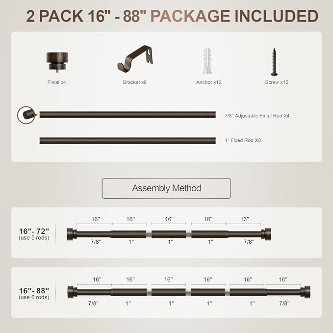 2 Pack Modern Antique Brown Bronze Curtain Rods - Image 9