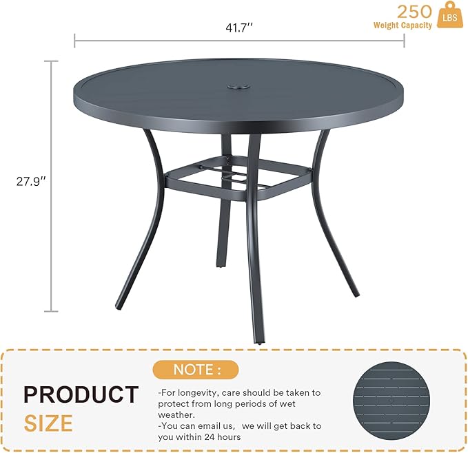 VICLLAX 41.2"x 28" Outdoor Round Patio Table - Image 3