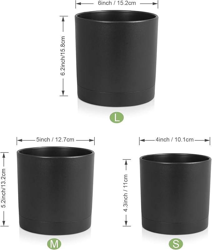 6/5/4 inch Flower Pots, Plastic Planters - Image 2