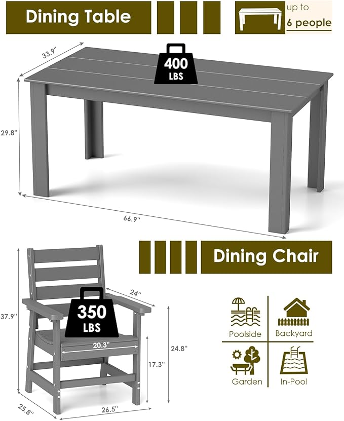 GREENVINES 7-Piece Outdoor Dining Set | HDPE | Patio Table and Chairs Sets - Image 2