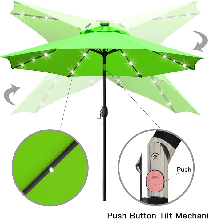 Sunnyglade 9' Solar LED Lighted Patio Umbrella - Image 3