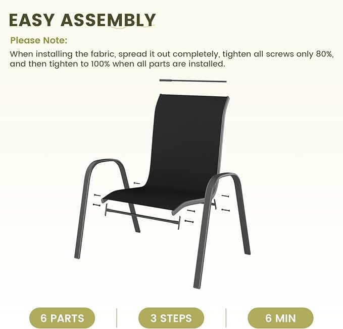 UDPATIO Patio Chairs Set of 8, Stackable Outdoor Dining Chairs - Image 8