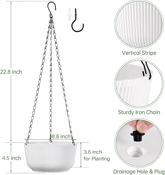 8.8 Inch Hanging Planters for Outdoor Indoor Plants - Image 2
