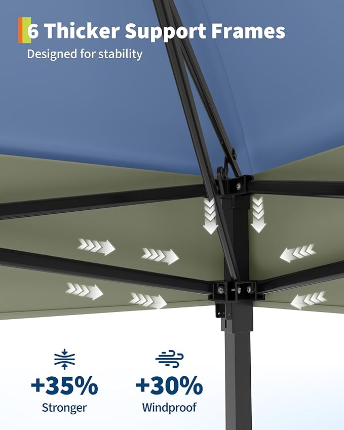Canopy Tent 13x13 ft, Pop Up Gazebo One-Push Setup - Image 6