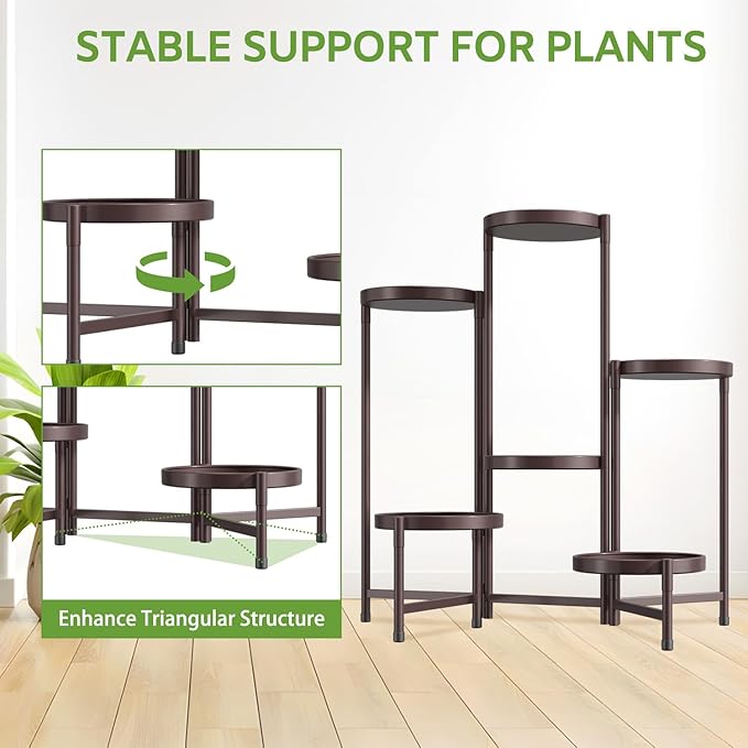 iDavosic.ly 6 Tier Large Plant Stand Indoor, 10 Inch Wide Tall Corner Metal - Image 6