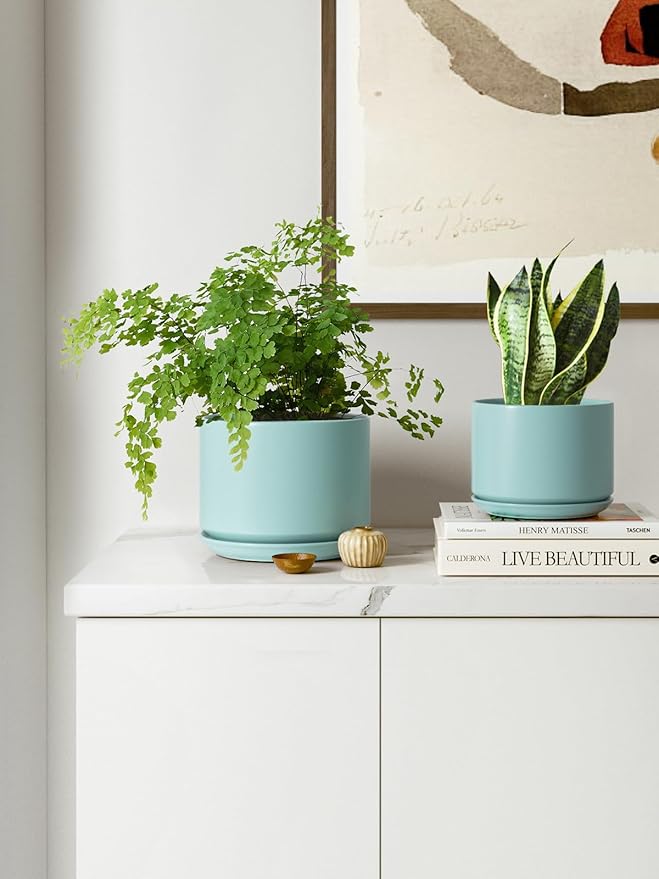 LE TAUCI Ceramic Plant Pots, 4.3+5.3+6.8 inch, Planters - Image 2