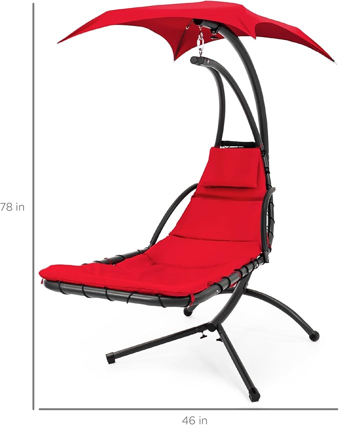 Best Choice Products Outdoor Hanging Curved Steel Chaise Lounge Chair Swing - Image 2