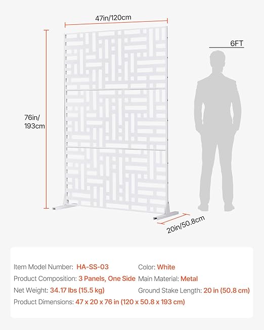 VEVOR Metal Privacy Screen, Freestanding Outdoor Divider - Image 7