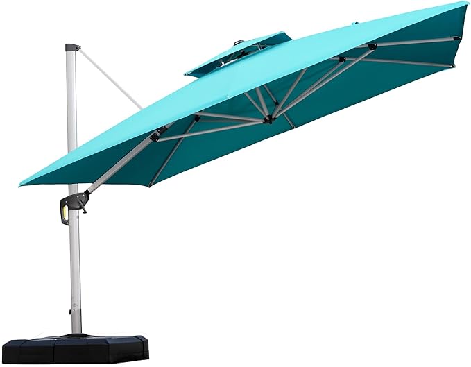 PURPLE LEAF 11 Feet Double Top Deluxe Square Outside Umbrella by PURPLELEAF