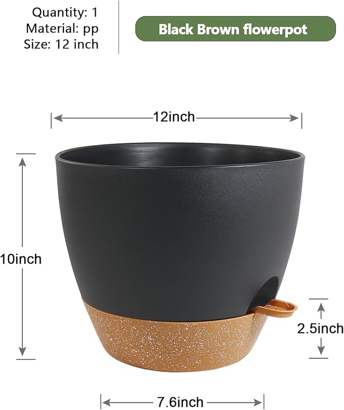 12 inch Large Self Watering Pots, Flower Plant Pots - Image 2