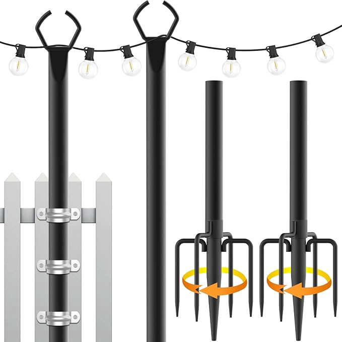 2 Pack String Light Poles, 10 Ft Light Poles by Mutovlin