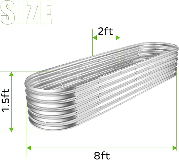 Land Guard 8×2×1.5ft Galvanized Raised Garden Bed Kit, Raised Garden Boxes - Image 2