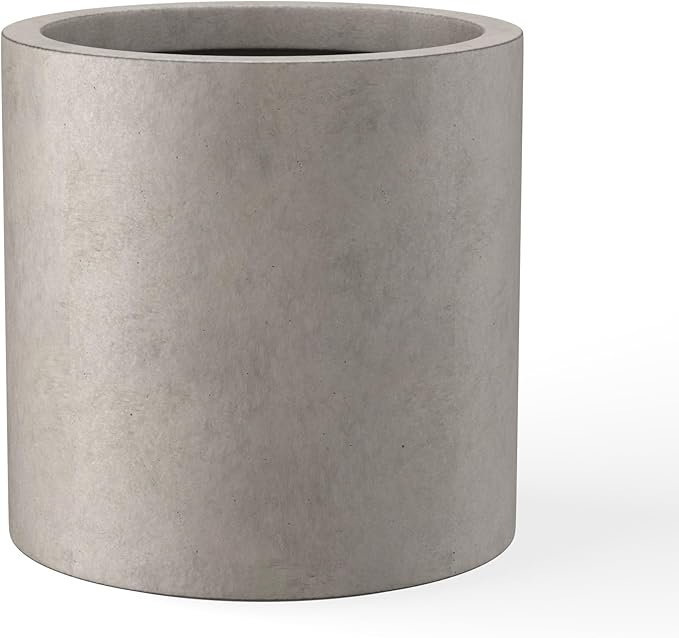 Kante 12.6" Dia Round Concrete Planter, Modern Style Large Cylindrical Plant Pot by Kante