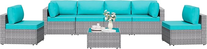 Shintenchi 7 Pieces Outdoor Patio Furniture Sets, Patio Sectional Sofa Couch by Shintenchi