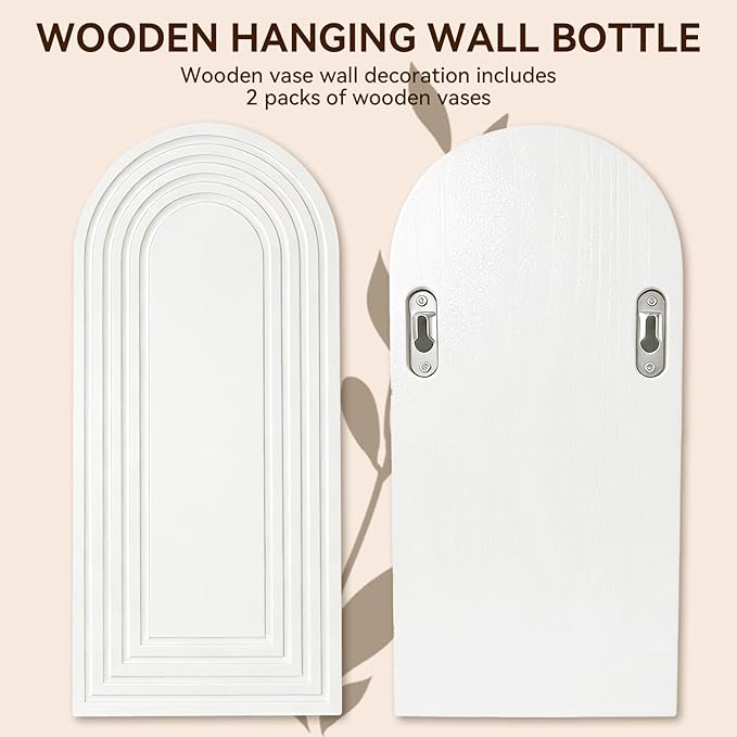 2 Pack Wooden Wall Vase Set, Boho Hanging Planter - Image 5