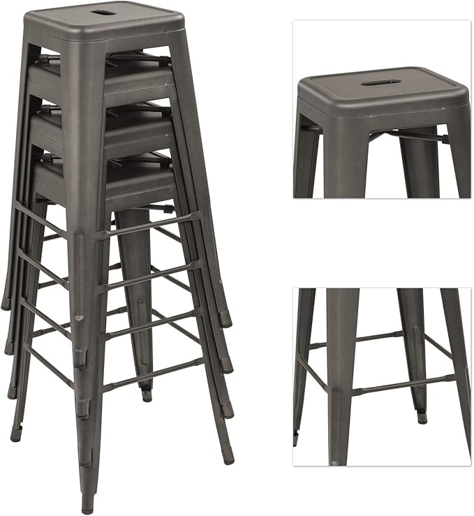 Devoko Metal Bar Stools 30" Indoor Outdoor Stackable Barstools Modern Style - Image 4