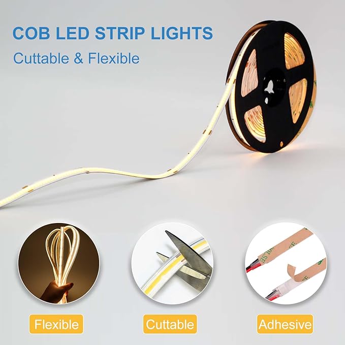 COB LED Strip Lights Waterproof IP67 DC24v Natural White 4000K 16.4ft/5m High - Image 4