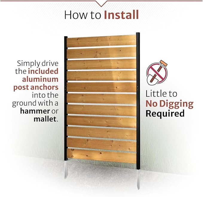 5ft H x 3.2ft W No Dig Enclo Concord Cedar Wood Privacy Screen, Great to Hide - Image 4