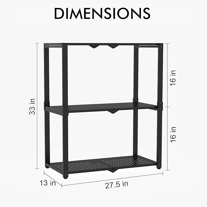 3-Shelf Storage Shelving Unit Metal Rack Heavy-Duty 28"x13.5"x33.5" - Image 3