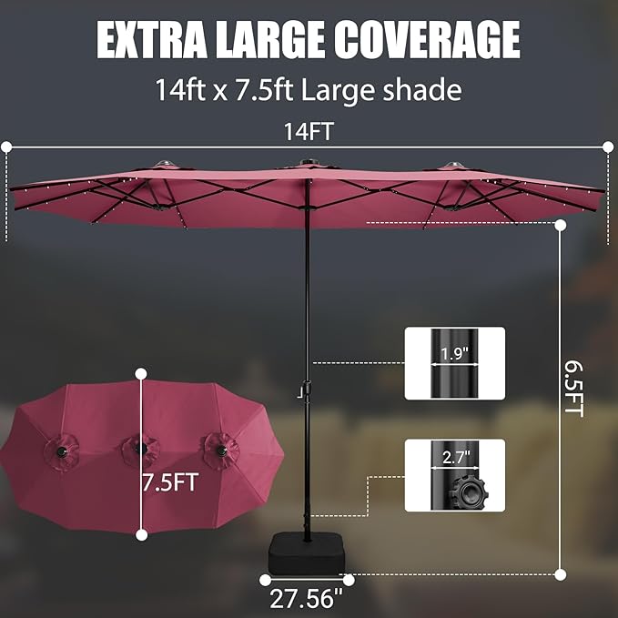LEVELEVE 14FT Large Patio Umbrella - Image 3
