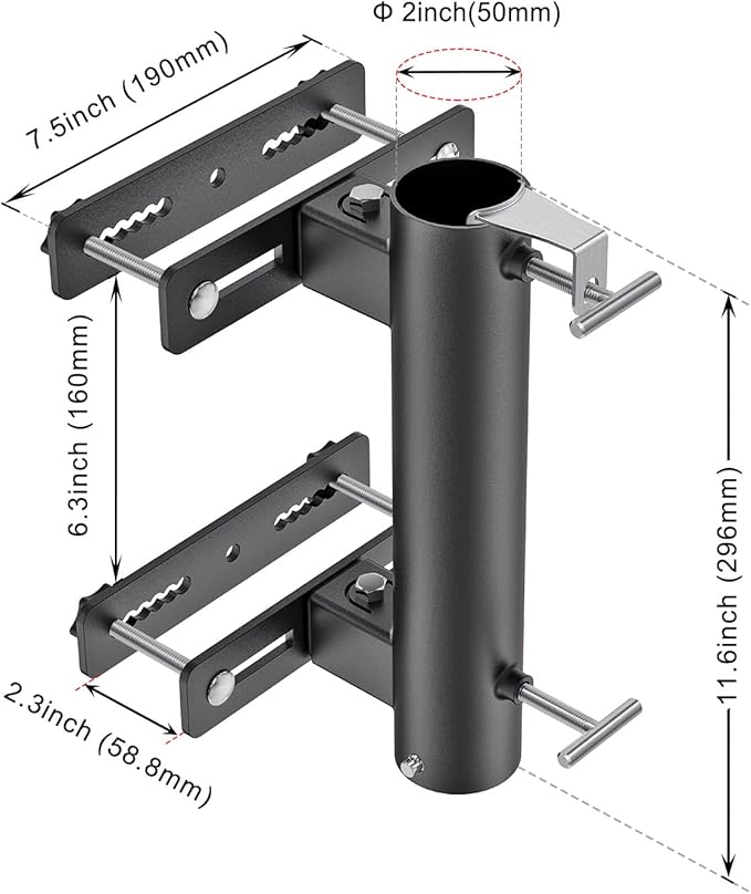 Heavy Duty Deck Railing Umbrella Holder, Adjustable Patio Umbrella Stand - Image 8