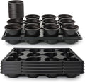 4 Inch Plastic Plant Pots 60 Pcs and 12 Cell Nursery Pots Trays 5 Pcs, Thick by RooTrimmer