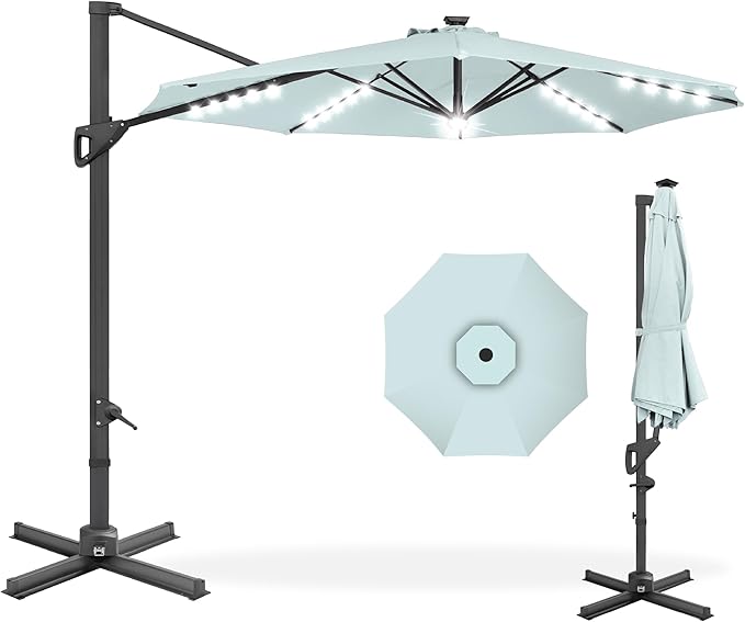 Best Choice Products 10ft Solar LED Cantilever Patio Umbrella, 360-Degree by BestChoiceProducts