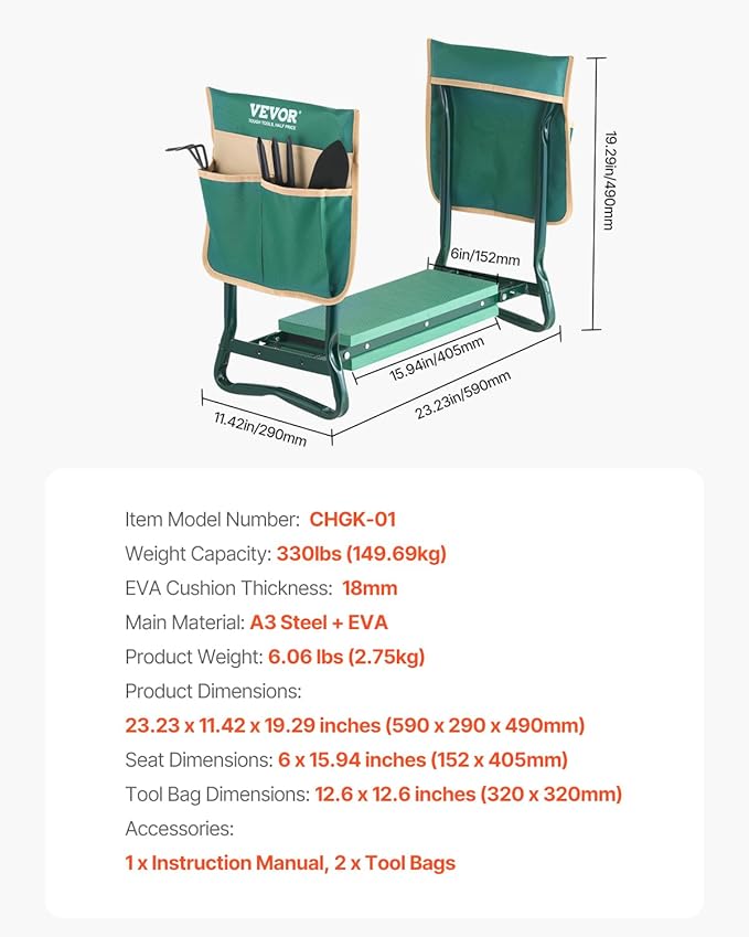 VEVOR Garden Kneeler and Seat Heavy Duty, Portable Garden Stool - Image 8