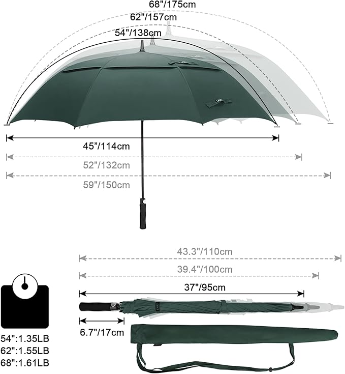 G4Free 47/54/62/68/72 Inch Automatic Open Golf Umbrella Oversize Extra Large - Image 6