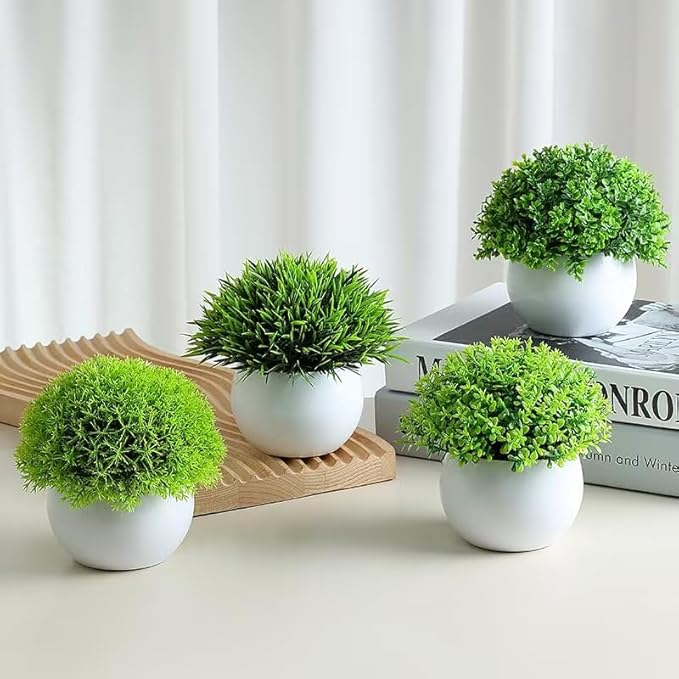 Fake Plants 4 Packs Artificial Potted Plants Faux Greenery Small Fake Shelf or - Image 3