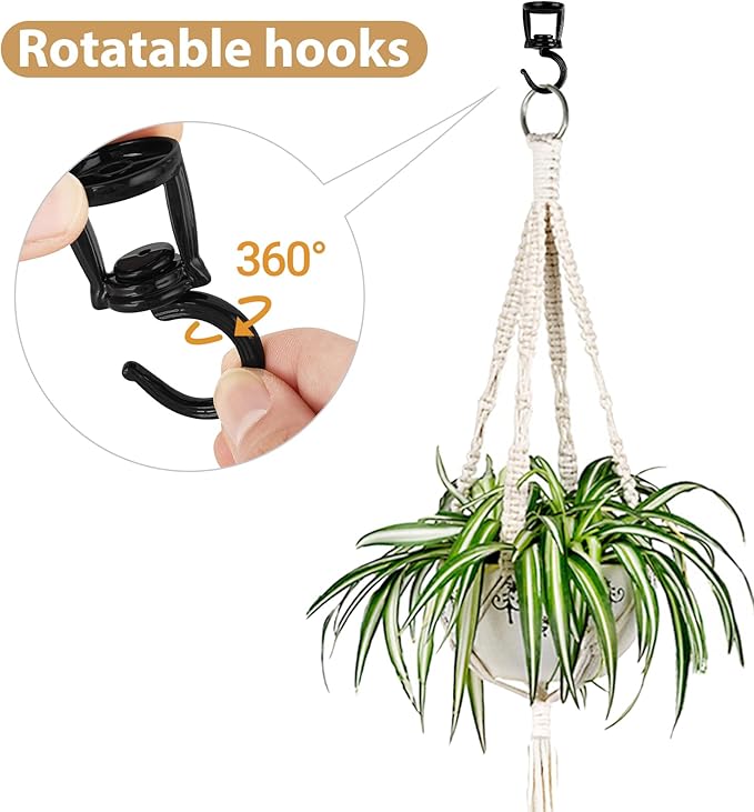 Mkono Ceiling Hooks for Hanging Plants, Heavy Duty Metal Plant Hanger for Drop - Image 2