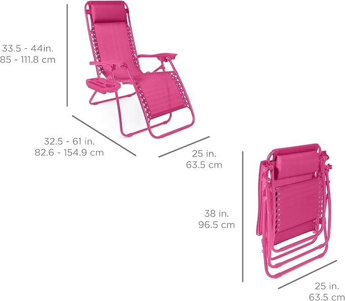 Best Choice Products Set of 2 Adjustable Steel Mesh Zero Gravity Lounge Chair - Image 2