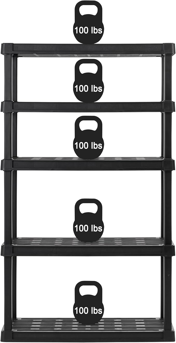 IRIS USA 5-Shelf Heavy Duty Plastic Storage Shelves, 750lb Capacity, Large - Image 4
