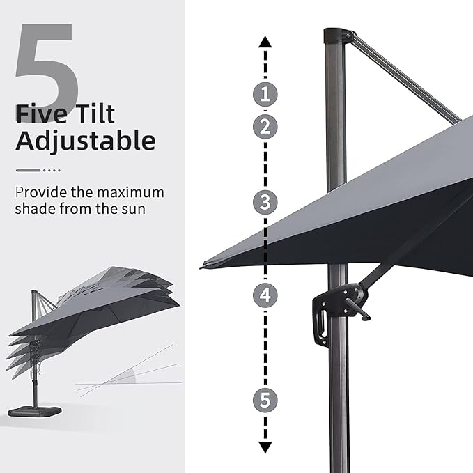PURPLE LEAF 10' X 13' Patio Umbrella Outdoor Cantilever Rectangle Umbrella - Image 7