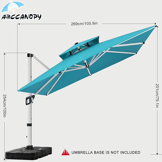 ABCCANOPY Patio Umbrella Cantilever Double Top Outdoor Offset Umbrella - Image 5