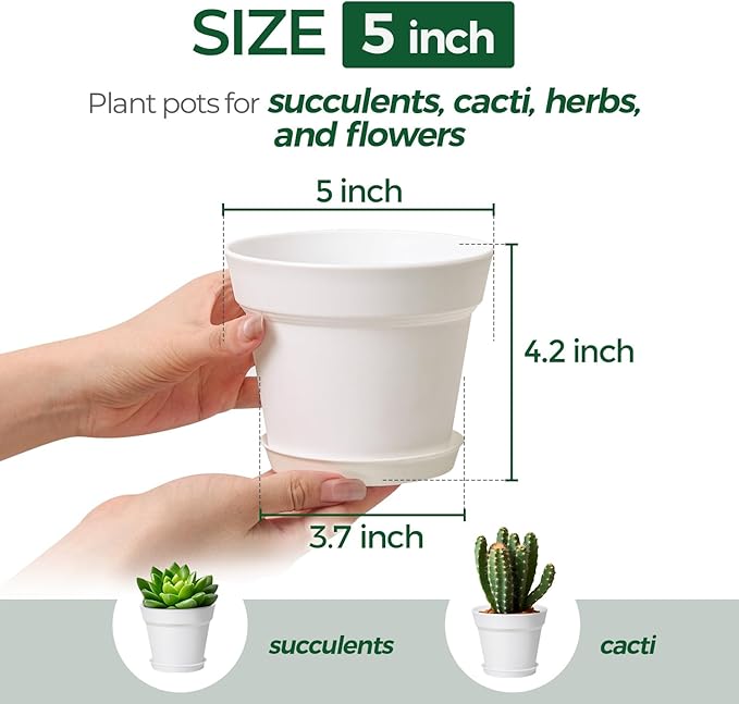 T4U Flower Pots 18-Pack, 5 Inch Plant Pot - Image 2
