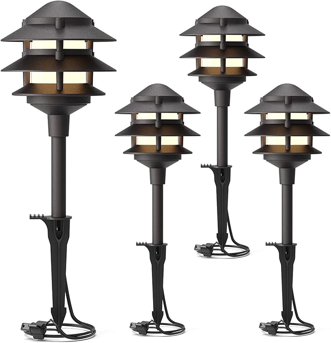 GOODSMANN Landscape Lighting 4PK Pathway Lights Low Voltage 2.2 Watt LED 12V AC by GOODSMANN