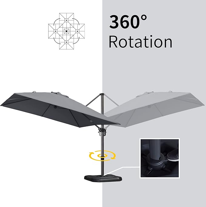 PURPLE LEAF 9' X 11.5' Patio Umbrella Outdoor Cantilever Rectangle Umbrella - Image 7