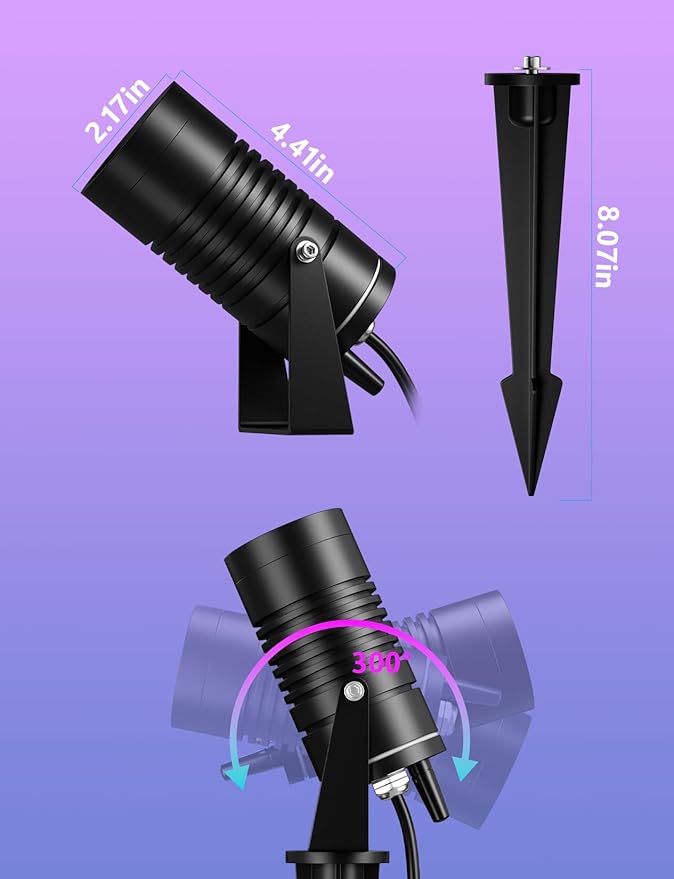Smart Landscape Lights, APP Controlled RGBCW Color Changing Spot Lights - Image 7