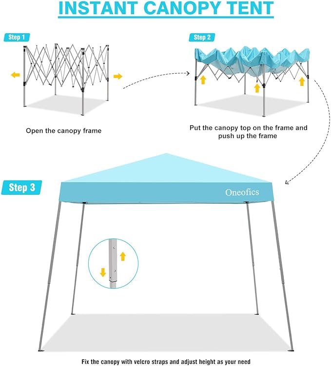 Canopy Tent, 10X10 FT Pop Up Canopy Outdoor Instant Tent Slant Legs - Image 3