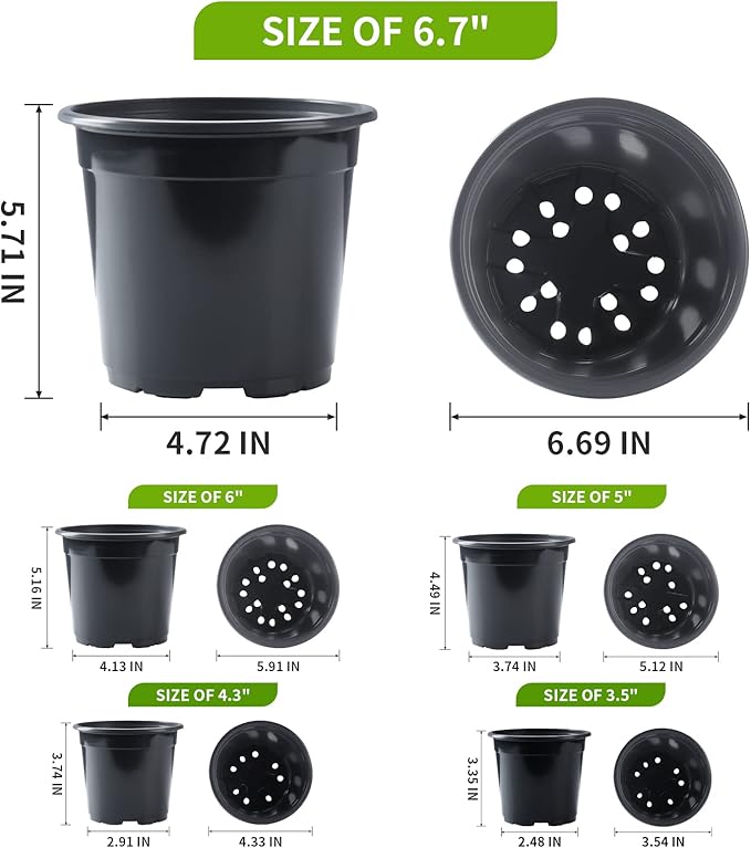 Oubest 50Pcs Nursery Pots Variety Pack Plastic Pots - Image 2