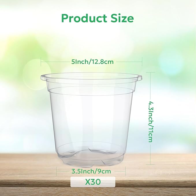 30 Packs 5 Inch Reinforced Clear Nursery Pots - Image 2