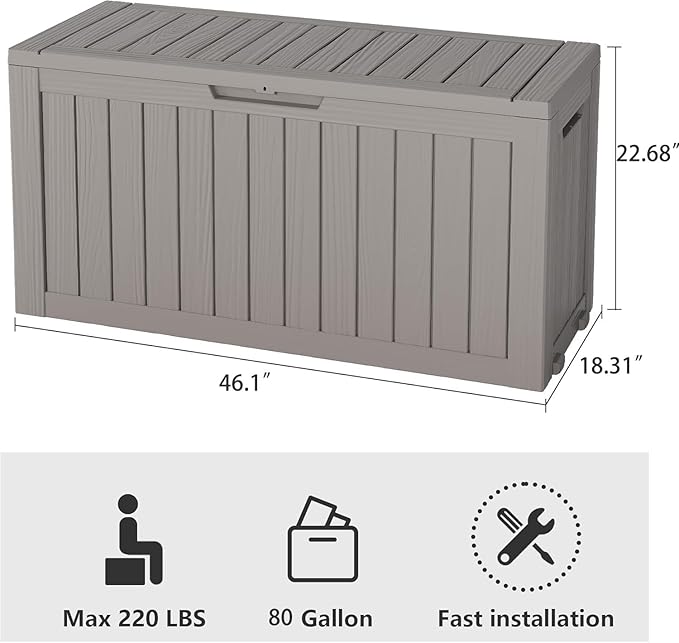 Outdoor Storage Box, Resin Deck Boxes Indoor and outdoor, Waterproof Storage - Image 2