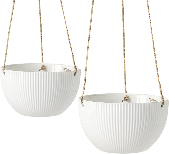 UBEE Ceramic Hanging Planters Indoor Outdoor, 7.5 Inch + 6.5 Inch Hanging by Unknown