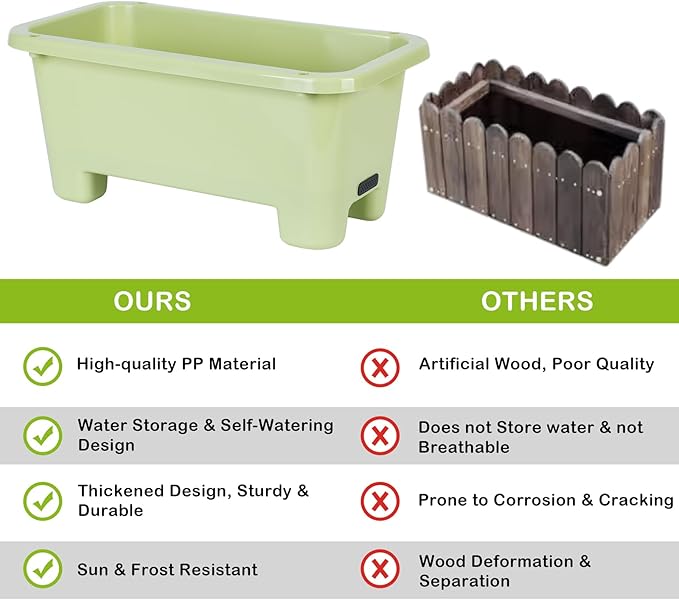 Self-Watering Rectangle Planter Boxes 8-Pack, 15.7-Inch Window Box Planter - Image 3