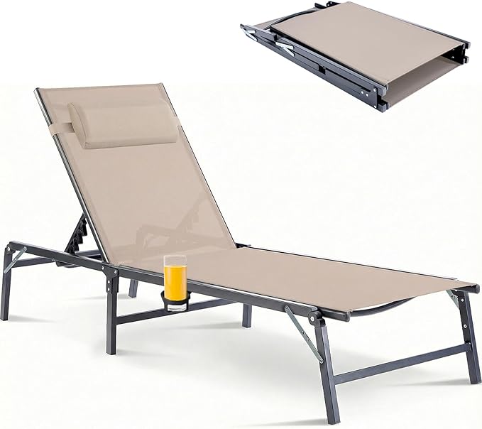 Foldable Chaise Lounge Chair by HOMELYM