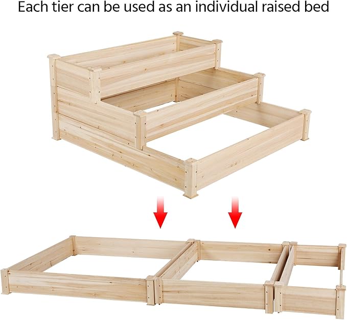 Yaheetech 3 Tier 47 x 47 x 22in Raised Garden Bed Horticulture Outdoor Elevated - Image 3