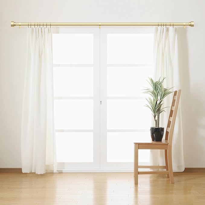 Time Forest Curtain Rods for Windows 28 to 48, 1 Inch Adjustable Gold Heavy - Image 3