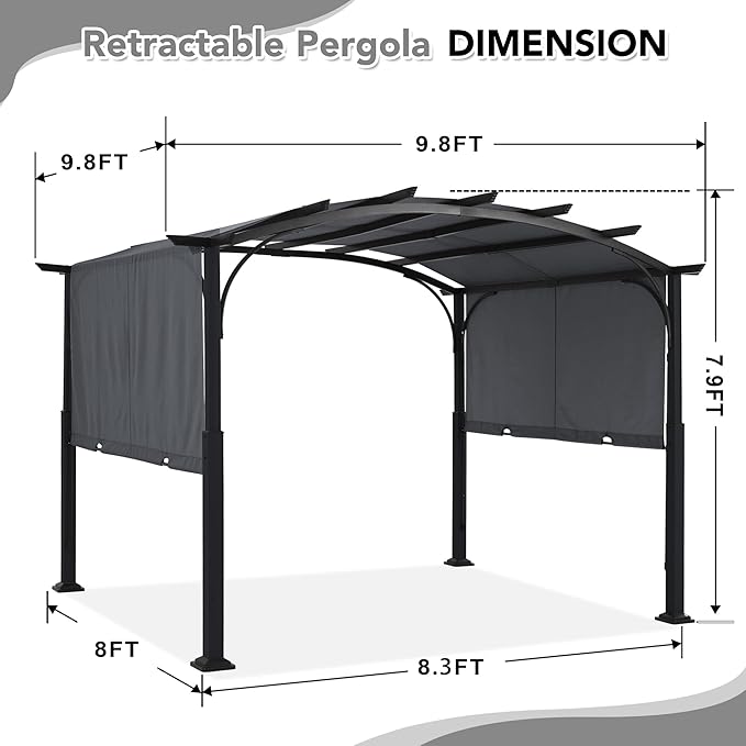 MASTERCANOPY 10x10ft Outdoor Retractable Pergola - Image 2